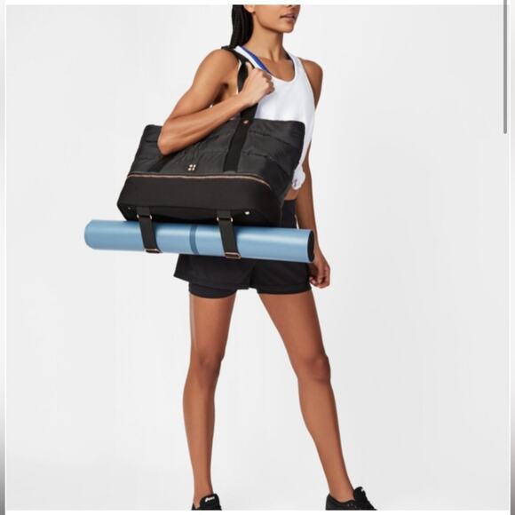 Sweaty Betty Handbags - Sweaty Betty Icon Luxe Black Quilted Weekender Gym Bag